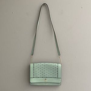Kate Spade Mint Green Leather Perforated Flap Shoulder Bag